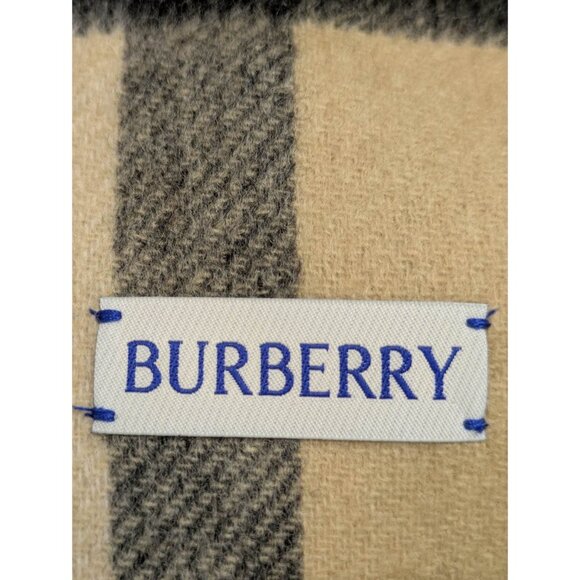Burberry Double Face Medium Check To Giant Check Cashmere Scarf Sand 168*30cm 80 - Picture 5 of 8